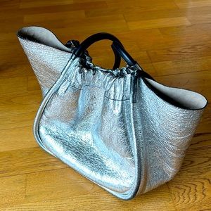 Proenza Schouler crinkle metallic leather tote bag, large